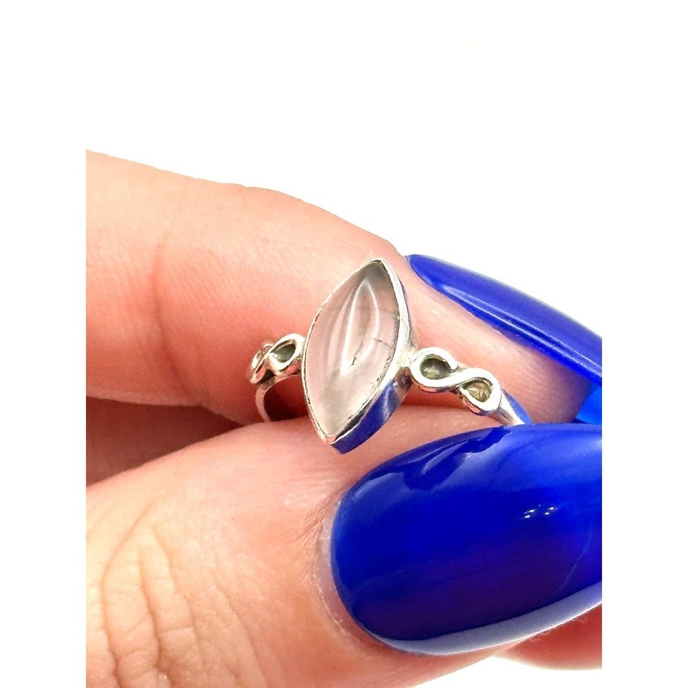 Dainty Marquise Rose Quartz Sterling Silver Handmade Ring‎ Size 5.75 - Picture 5 of 10